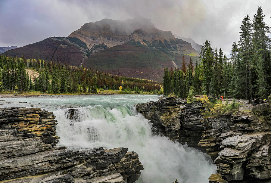 Athabasca Falls in Autumn Canadian Rockies waterfall waiting room artwork by Dan Sproul