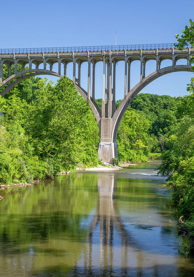 Brecksville Northfield Bridge reflected in the Cuyahoga River
