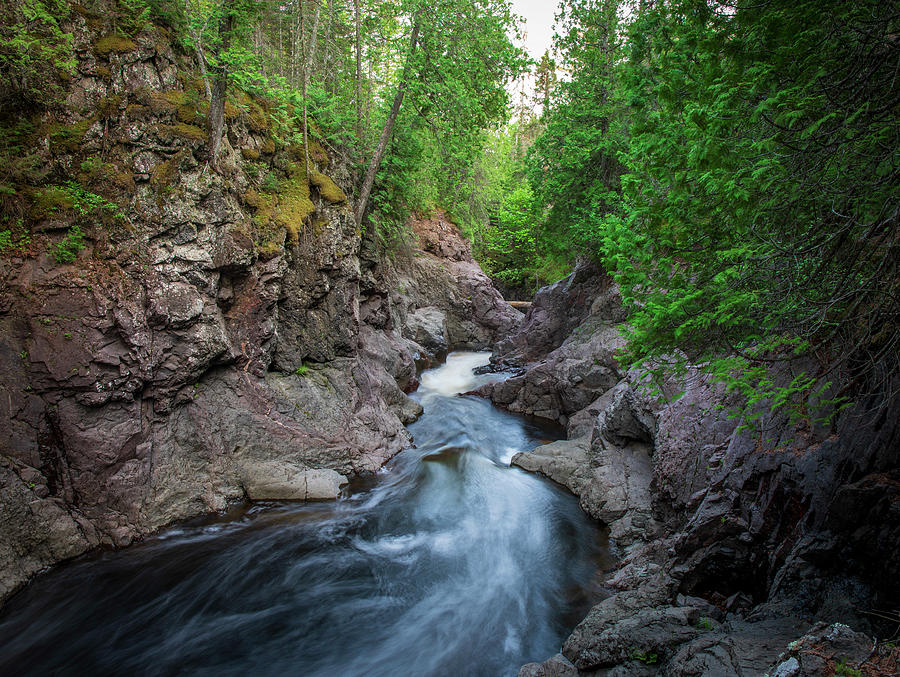Cascade River State Park flowing water and rocky gorge photograph by Dan Sproul