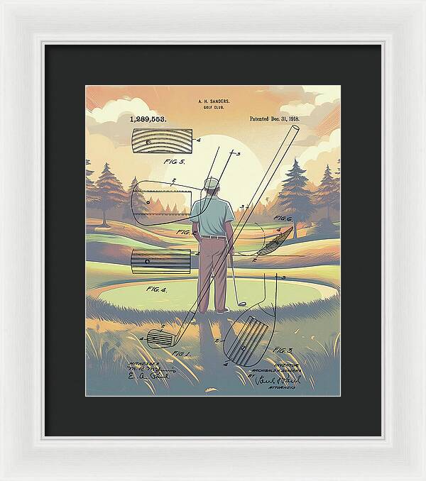 1918 Golf Club Patent On Golf Course - Framed Print