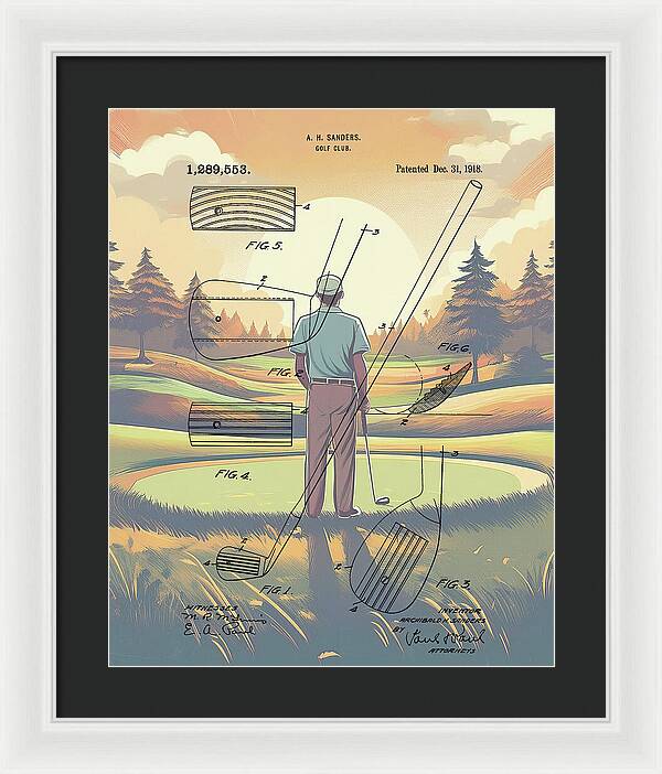 1918 Golf Club Patent On Golf Course - Framed Print