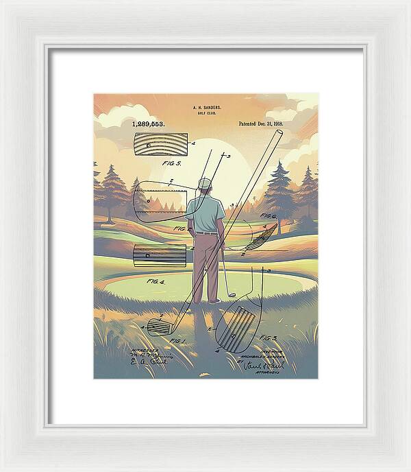 1918 Golf Club Patent On Golf Course - Framed Print