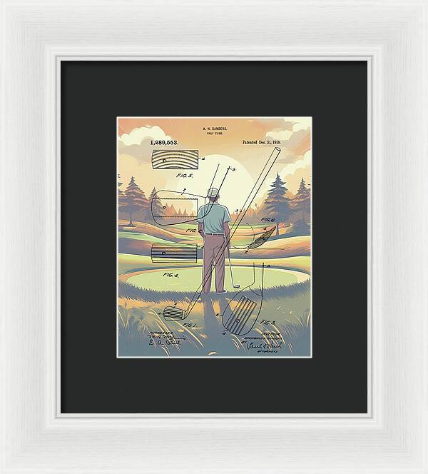 1918 Golf Club Patent On Golf Course - Framed Print