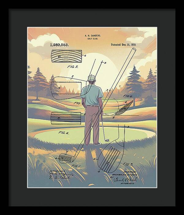 1918 Golf Club Patent On Golf Course - Framed Print