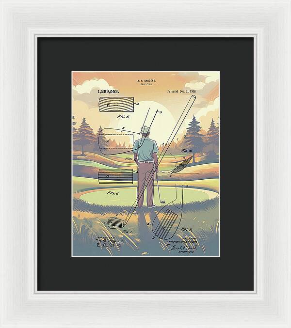 1918 Golf Club Patent On Golf Course - Framed Print