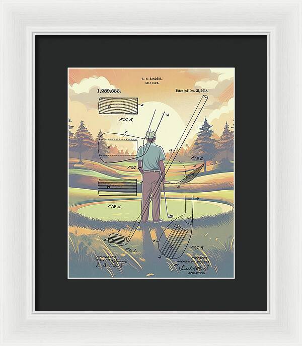 1918 Golf Club Patent On Golf Course - Framed Print