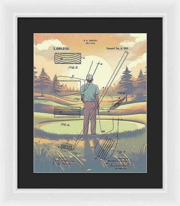 1918 Golf Club Patent On Golf Course - Framed Print