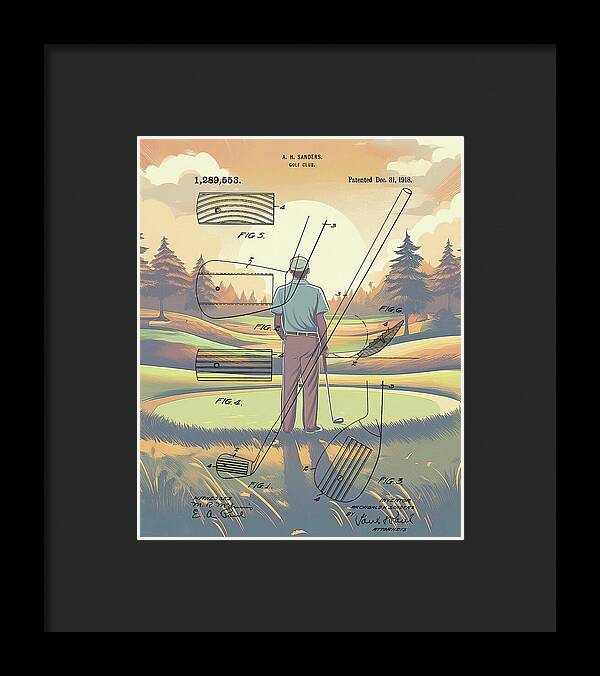 1918 Golf Club Patent On Golf Course - Framed Print