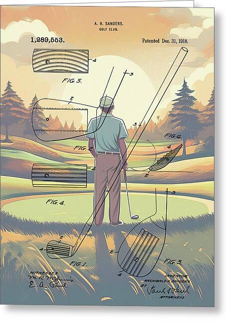 1918 Golf Club Patent On Golf Course - Greeting Card