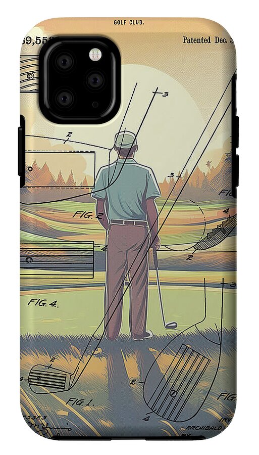 1918 Golf Club Patent On Golf Course - Phone Case