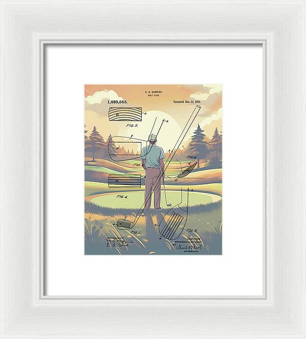 1918 Golf Club Patent On Golf Course - Framed Print