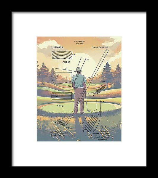 1918 Golf Club Patent On Golf Course - Framed Print