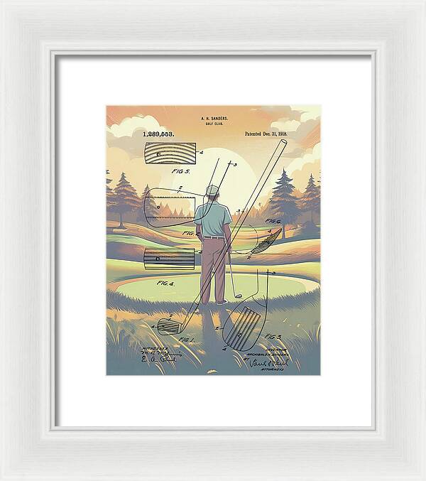 1918 Golf Club Patent On Golf Course - Framed Print