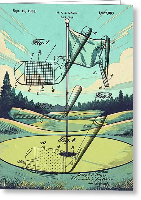 1933 Golf Club Patent On Golf Course - Greeting Card