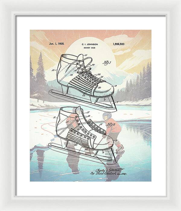 1935 Hockey Shoe Patent - Framed Print