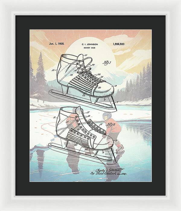 1935 Hockey Shoe Patent - Framed Print