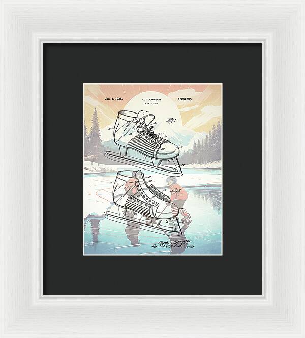 1935 Hockey Shoe Patent - Framed Print