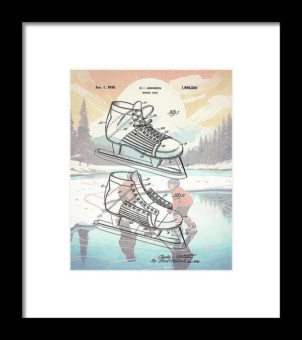 1935 Hockey Shoe Patent - Framed Print