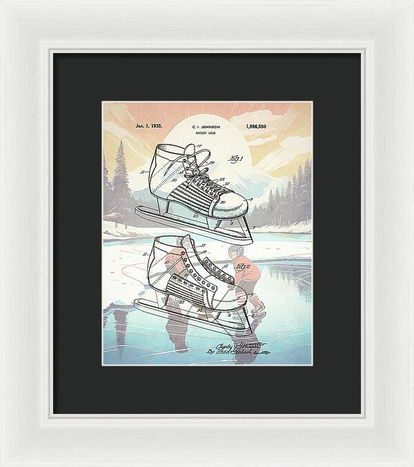 1935 Hockey Shoe Patent - Framed Print