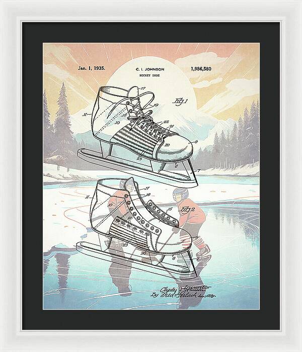 1935 Hockey Shoe Patent - Framed Print