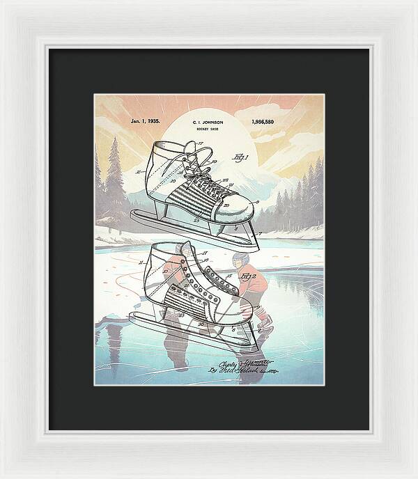 1935 Hockey Shoe Patent - Framed Print