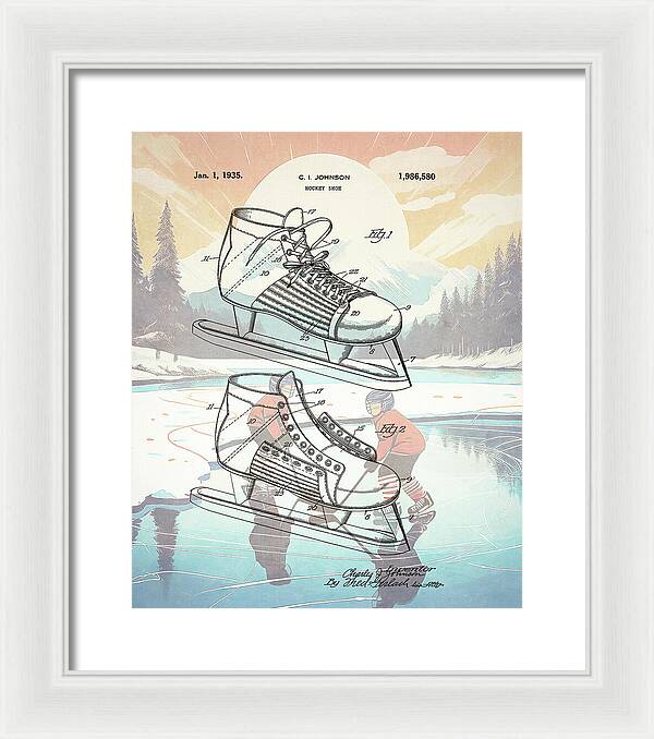 1935 Hockey Shoe Patent - Framed Print