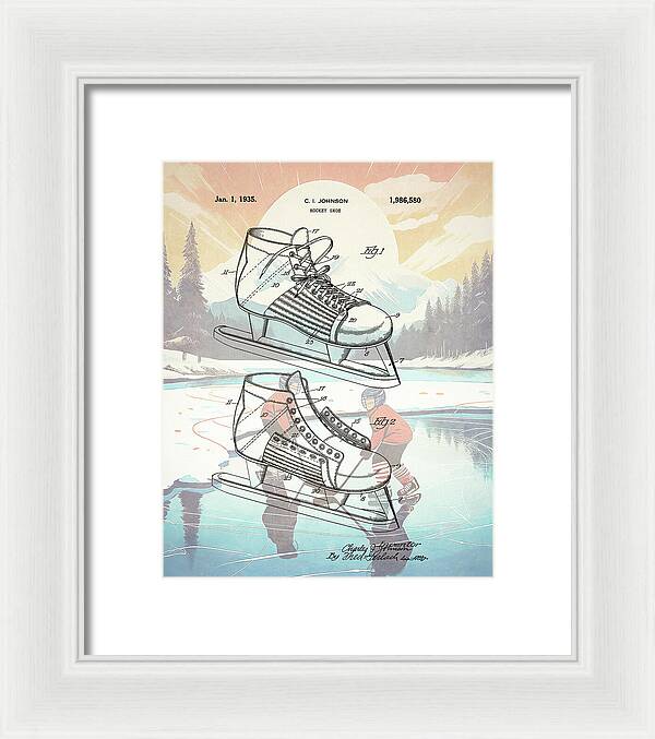 1935 Hockey Shoe Patent - Framed Print