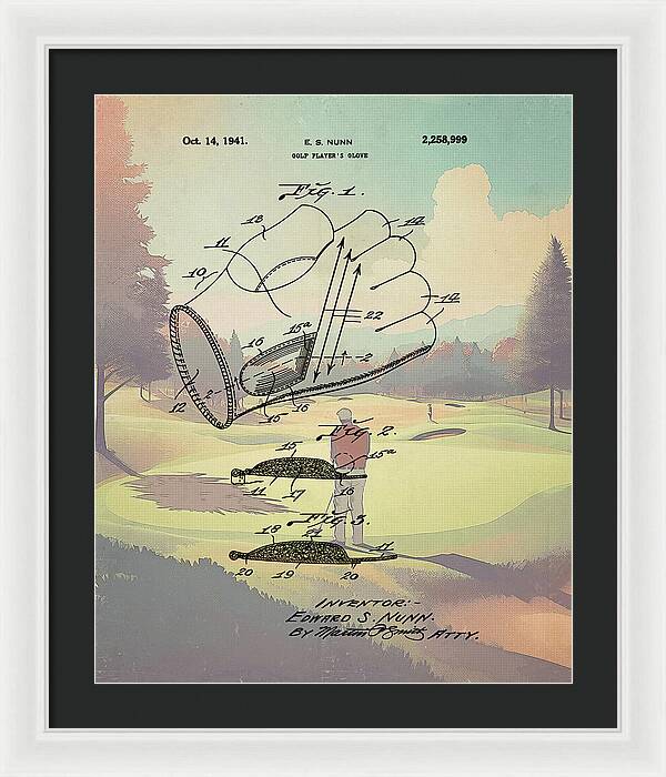 1941 Golf Glove Patent On Golf Course - Framed Print