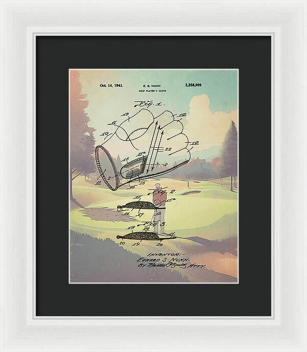 1941 Golf Glove Patent On Golf Course - Framed Print