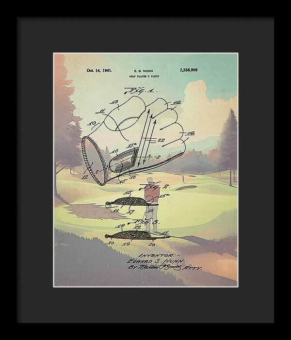 1941 Golf Glove Patent On Golf Course - Framed Print