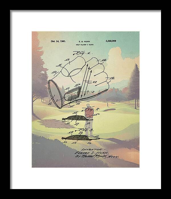 1941 Golf Glove Patent On Golf Course - Framed Print