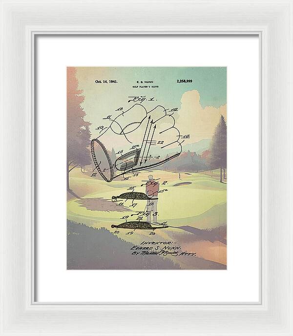 1941 Golf Glove Patent On Golf Course - Framed Print