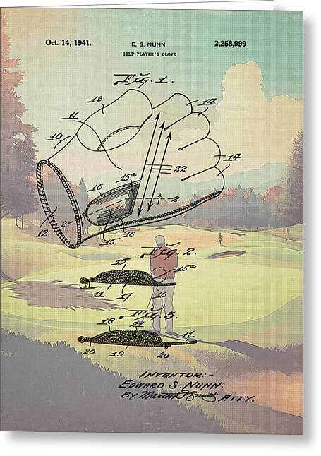 1941 Golf Glove Patent On Golf Course - Greeting Card