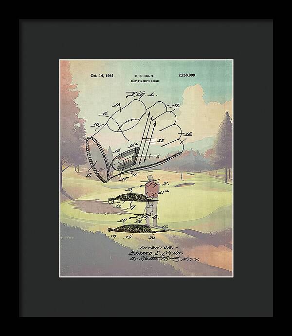 1941 Golf Glove Patent On Golf Course - Framed Print