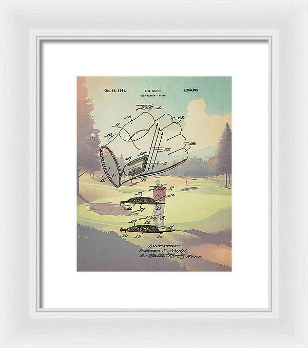 1941 Golf Glove Patent On Golf Course - Framed Print