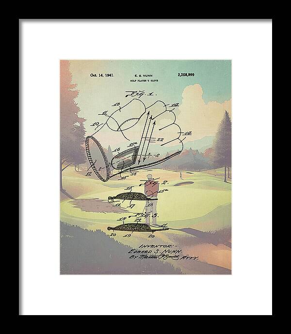 1941 Golf Glove Patent On Golf Course - Framed Print