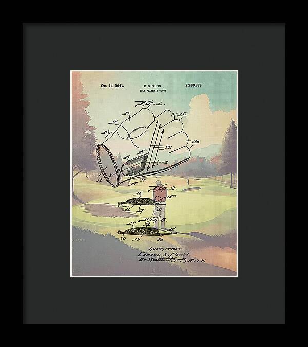 1941 Golf Glove Patent On Golf Course - Framed Print