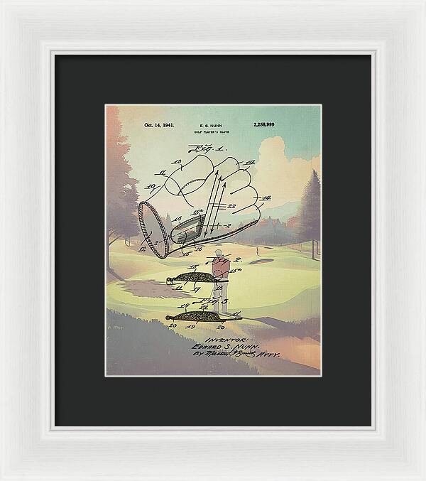 1941 Golf Glove Patent On Golf Course - Framed Print