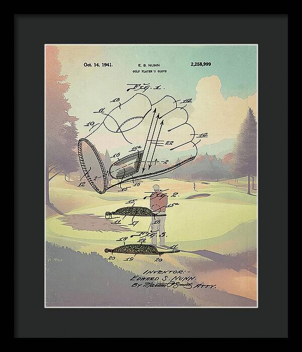 1941 Golf Glove Patent On Golf Course - Framed Print