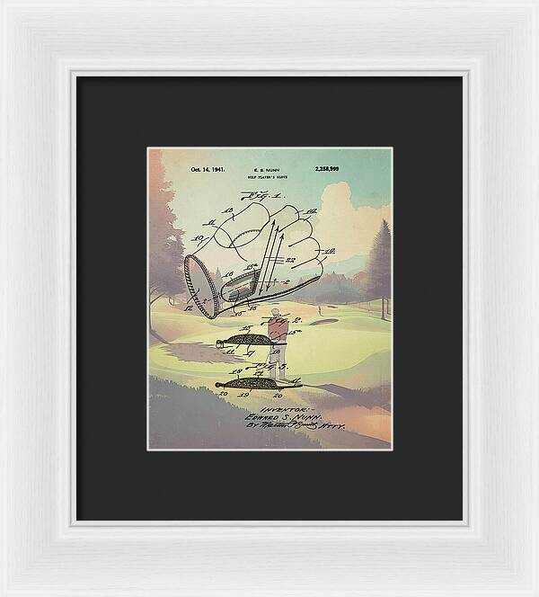 1941 Golf Glove Patent On Golf Course - Framed Print