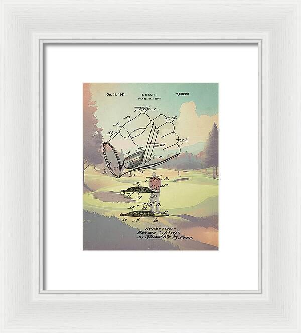 1941 Golf Glove Patent On Golf Course - Framed Print