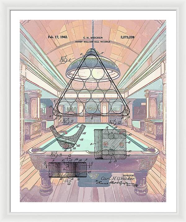 1942 Billiards Triangle Patent - Framed Print