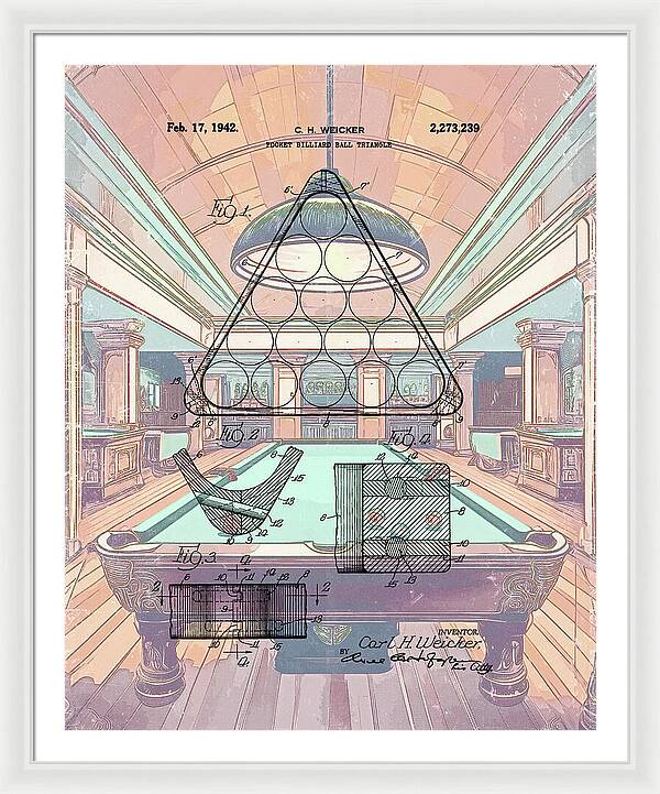 1942 Billiards Triangle Patent - Framed Print