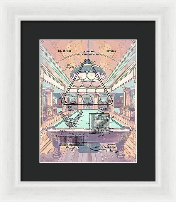 1942 Billiards Triangle Patent - Framed Print