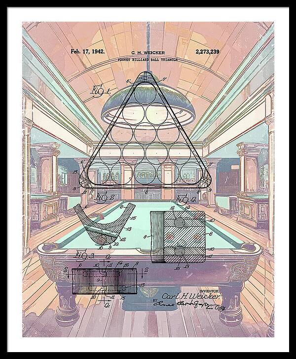 1942 Billiards Triangle Patent - Framed Print