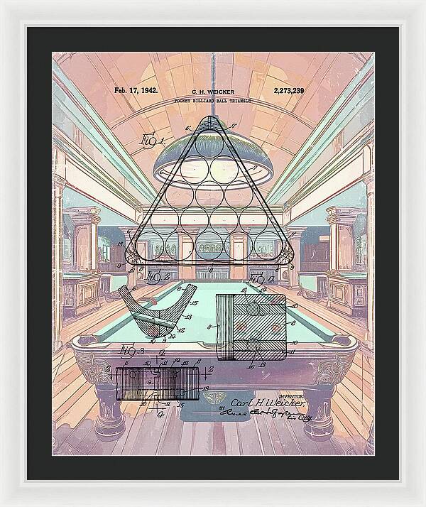 1942 Billiards Triangle Patent - Framed Print