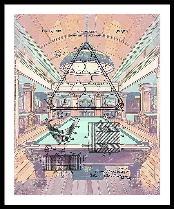 1942 Billiards Triangle Patent - Framed Print