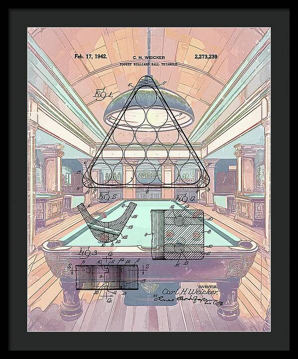 1942 Billiards Triangle Patent - Framed Print