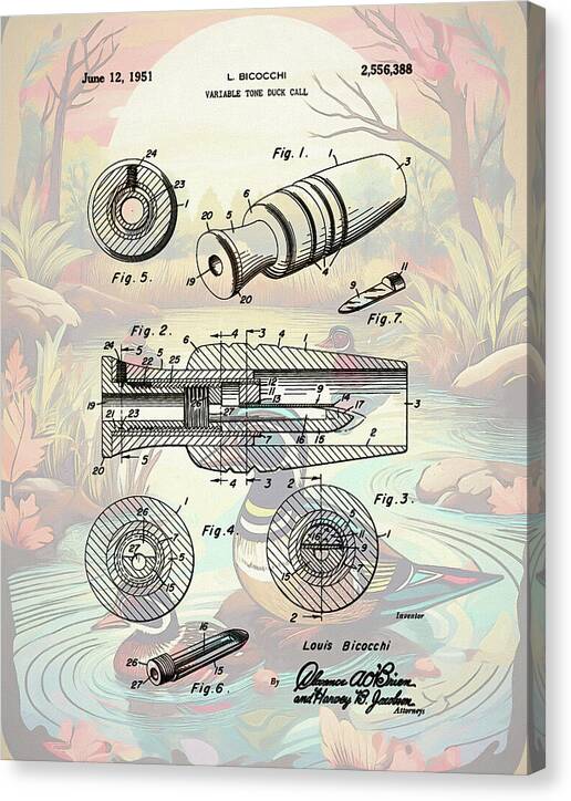 1951 Duck Call Patent - Canvas Print