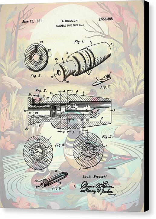 1951 Duck Call Patent - Canvas Print